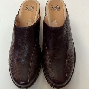 Sofft Brown Leather Mules, Size 9.5M